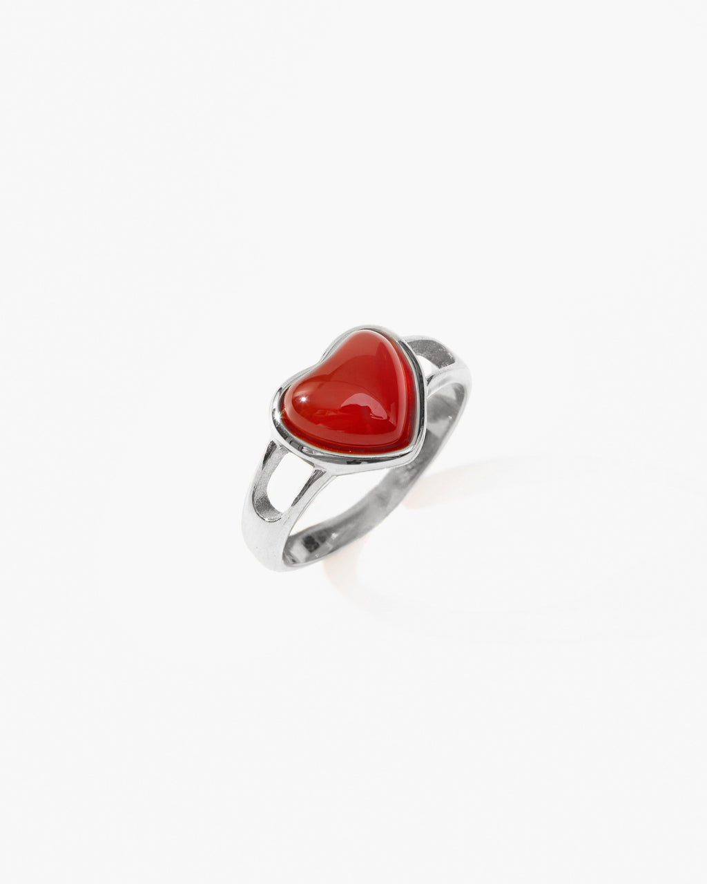 Carnelian Heart Ring in Silver